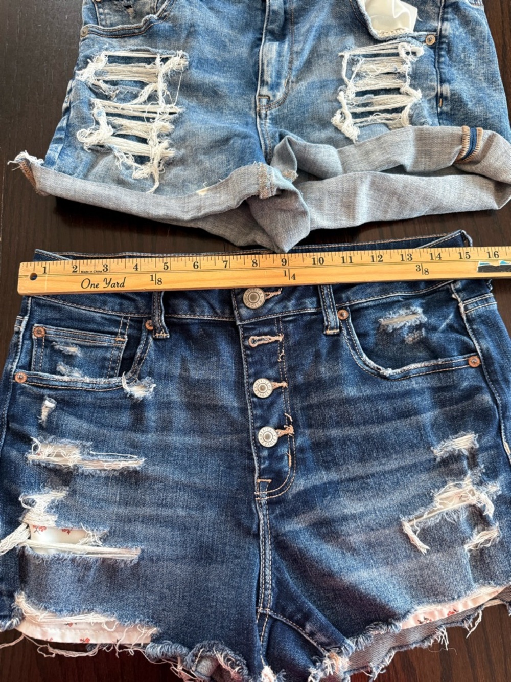 American Eagle Shorts Bundle Size 12 High Rise Distressed Button Fly (2 Pair) - Picture 7 of 13